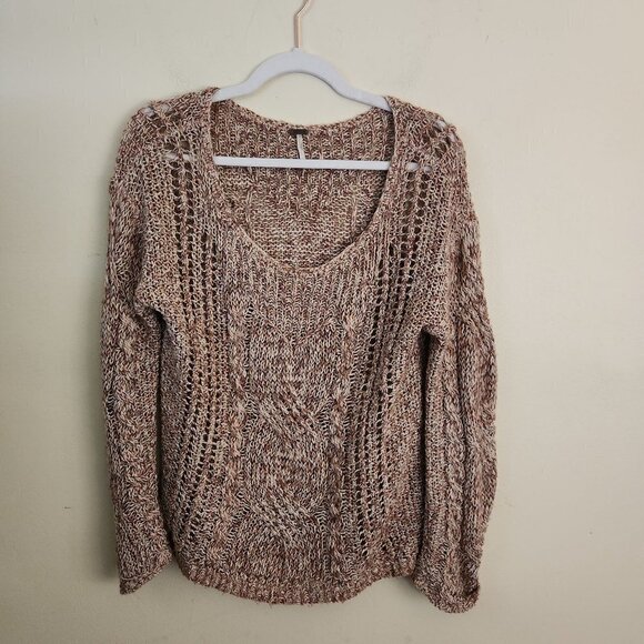 Free People Pegasus Yarn West End Pullover Sweater Strawberry Combo Size S - Picture 2 of 6